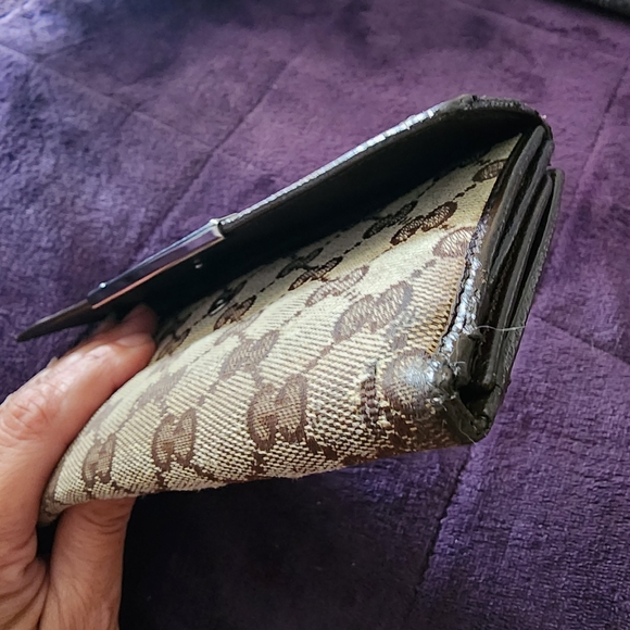 Gucci GG Monogram Womens Brown Canvas Long Bi-fold Wallet - Picture 7 of 16